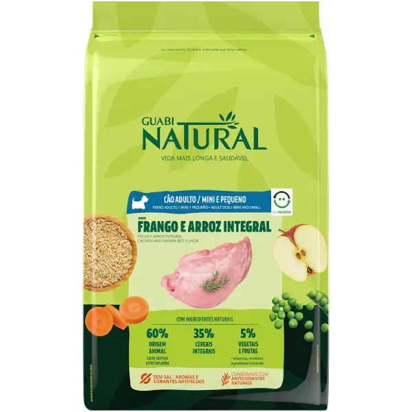 Ração Guabi Natural Cães Adultos Raças Mini e Pequenas Frango e Arroz Integral 20 kg